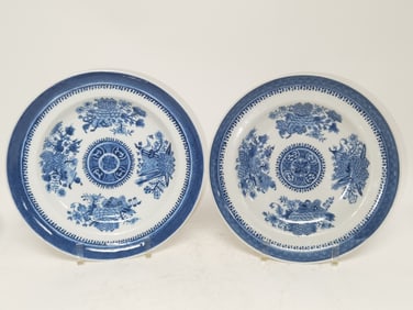 Pr. of 18th C. Chinese Export Porcelain B&W Plates
