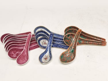 (18) 19-20th C. Chinese Porcelain Spoons