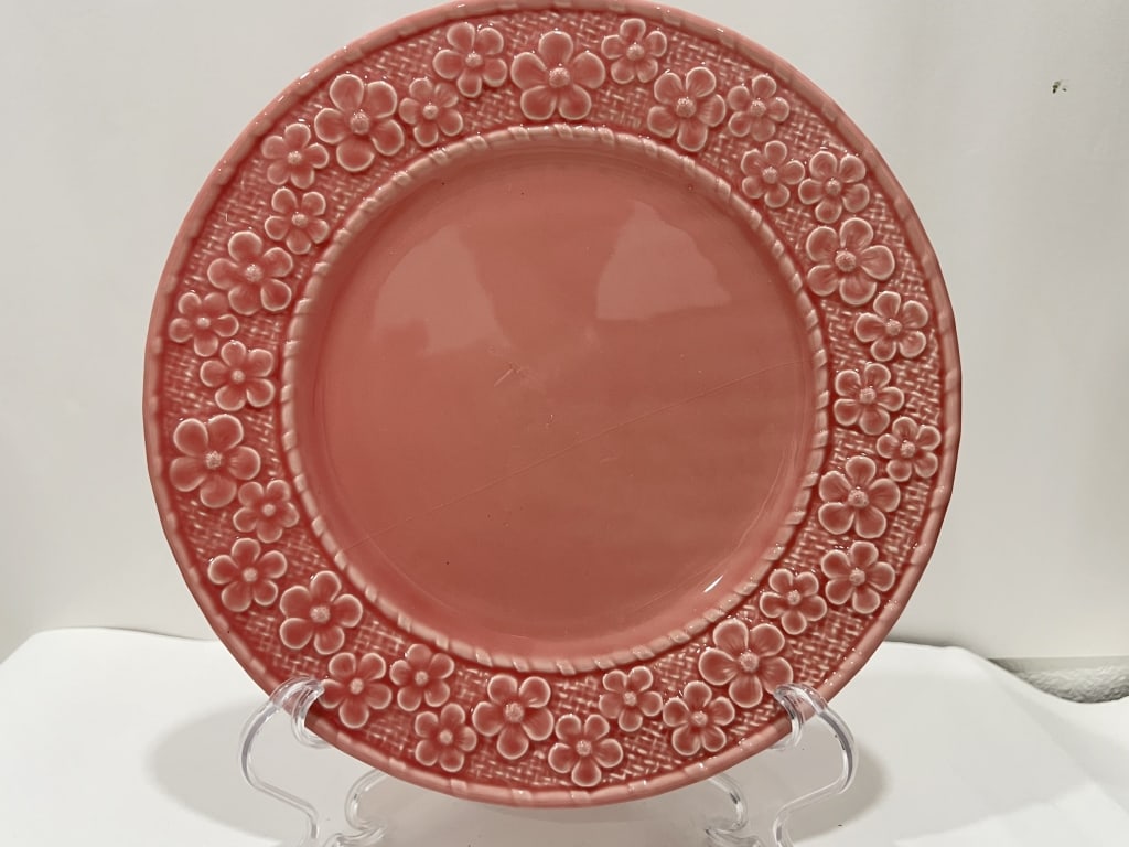 Bordallo Pinheiro Porcelain Pink Plum Flower Plate (1 of 3)