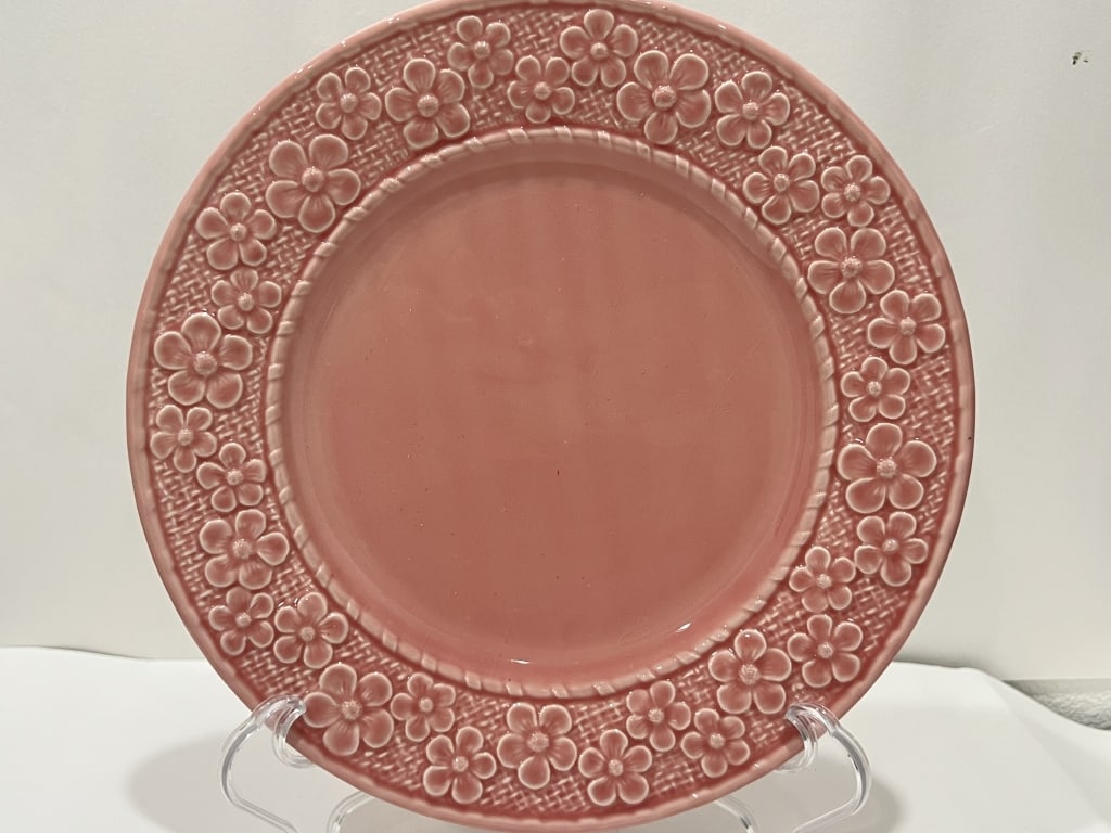 Bordallo Pinheiro Porcelain Pink Plum Flower Plate (1 of 3)
