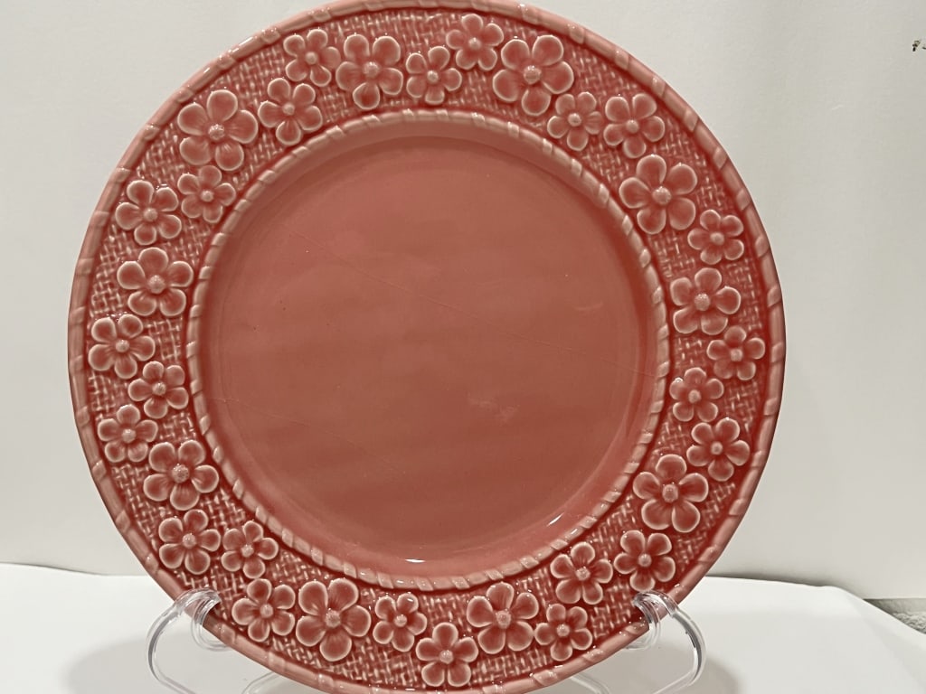 Bordallo Pinheiro Porcelain Pink Plum Flower Plate (1 of 3)