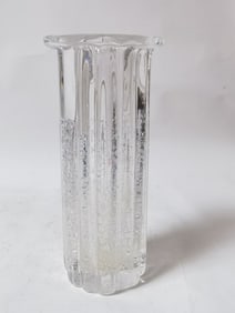 Vintage Bubble Column Crystal Vase, Signed