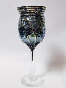 Vintage Iridescent Amethyst Art Glass Wine Glass