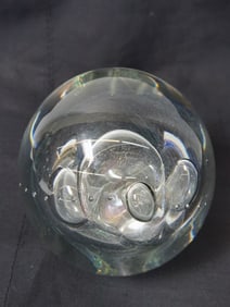 1988 Robert Eickenholt Iridescent Bubble Glass Paperweight