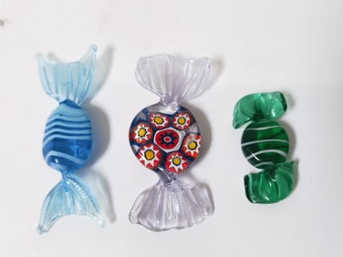 (3) Vintage Murano Italy Art Glass Candies