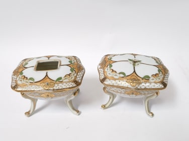 Pr. of Vintage Nippon Porcelain Hand Painted Boxes