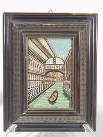 Vintage Italian Micro Mosaic Plaque of Venice Bridge of Sighs