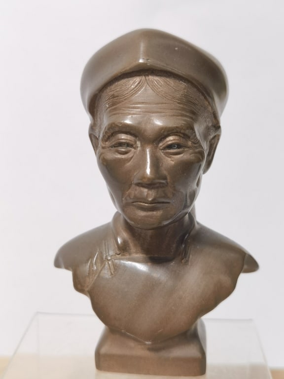 Vintage Vietnamese Bronze Indochina Old Man Bust Sculpture (1 of 5)