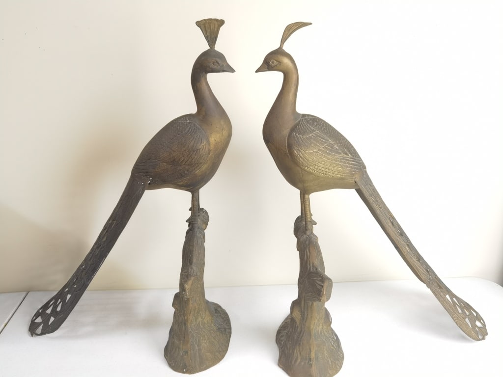 Pr. of Large Vintage Bronze Peacock Sculptures (1 of 7)