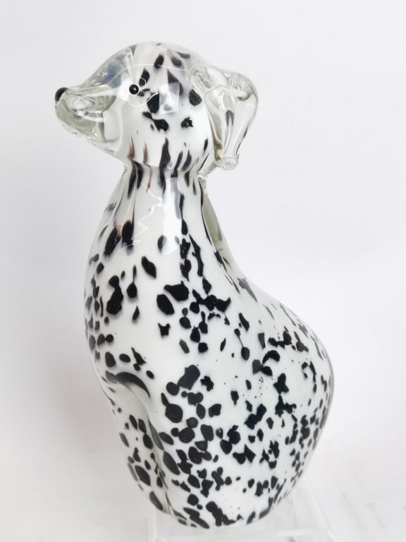Vintage Murano Italy Art Glass Dalmatian Dog: Vintage Murano Italy Art Glass Dalmatian Dog, 7.75in by 5in