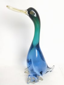 Large Vintage Murano Italy Sommerso Glass Duck