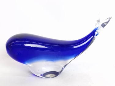 Vintage Murano Italy Blue Art Glass Whale