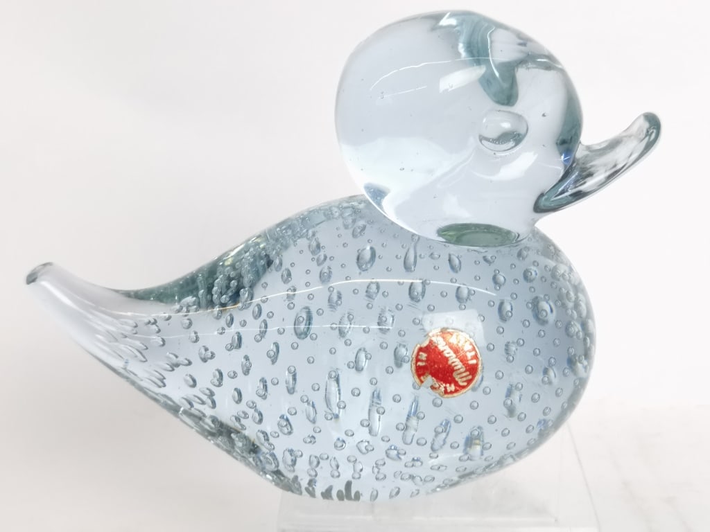 Vintage Murano Italy Controlled Bubble Glass Duck (1 of 4)
