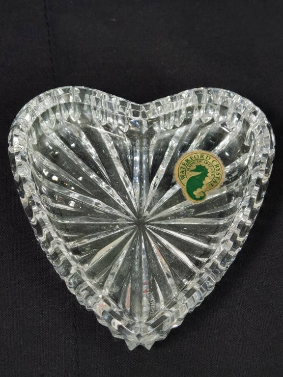 Vintage Waterford Crystal Heart Shape Dish: Vintage Waterford Crystal Heart Shape Dish, 4in by 0.75in