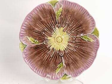 Vintage French Majolica Floral Plate