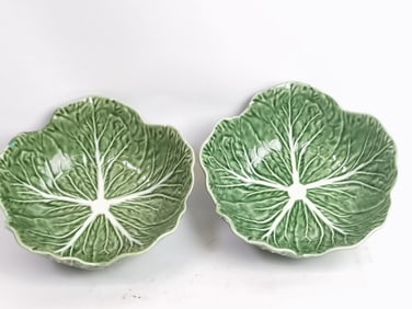 Pr. of Bordallo Pinheiro Porcelain Cabbage Bowls