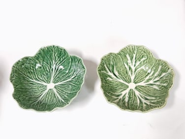 Pr. of Vintage Bordallo Pinheiro Porcelain Cabbage