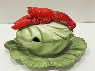 Set of Brad Keeler Porcelain Lobster Cabbage Bowl