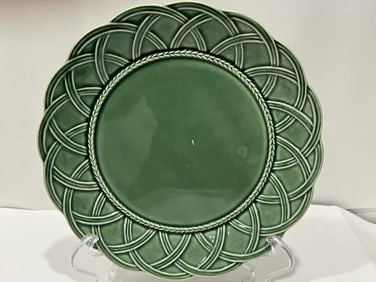 Bordallo Pinheiro Porcelain Green Basket Plate