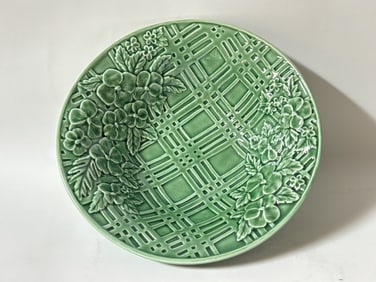 Bordallo Pinheiro Porcelain Ingrid Green Pansies Bowl