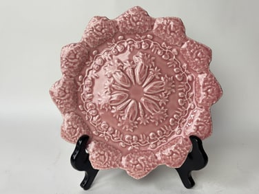 Bordallo Pinheiro Porcelain Rabbit Pink Accent Plate