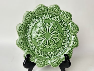 Bordallo Pinheiro Porcelain Rabbit Green Accent Plate