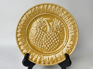 Bordallo Pinheiro Porcelain Yellow Pineapple Plate