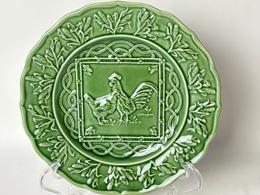 Bordallo Pinheiro Porcelain Green Rooster Plate