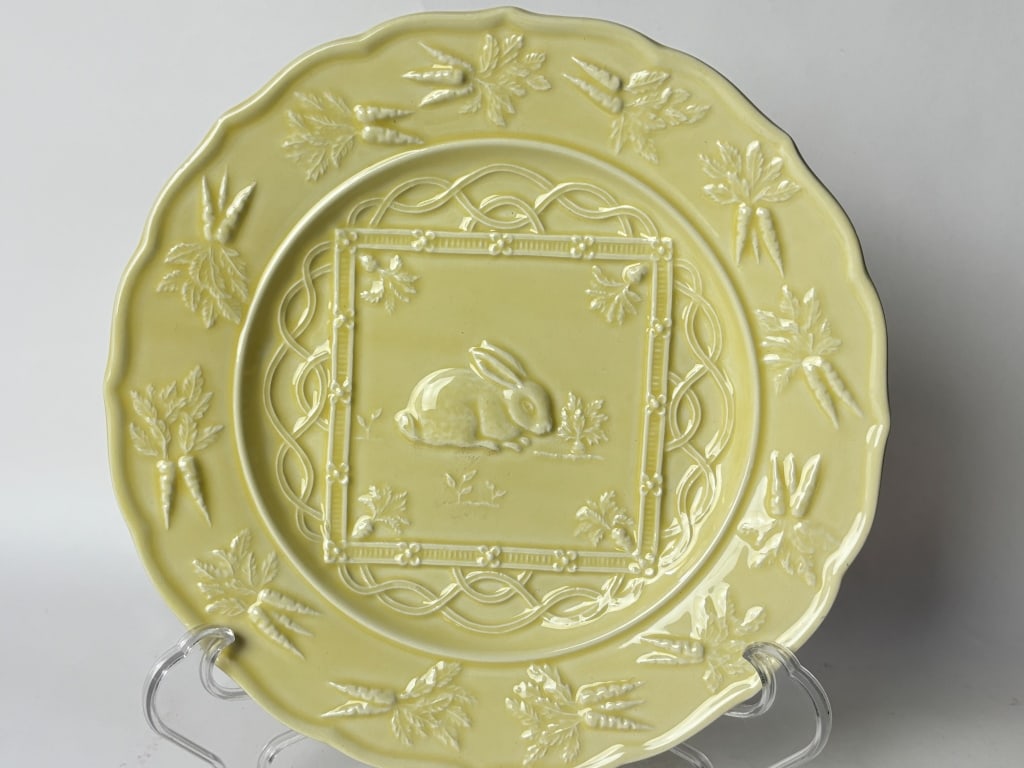 Bordallo Pinheiro Porcelain Yellow Rabbit Plate (1 of 4)