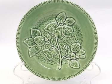 Bordallo Pinheiro Porcelain Green Strawberry Plate