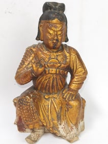 19th C. Chinese Gilt Wood Carved Guangong