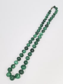 Vintage Chinese Malachite Bead Necklace