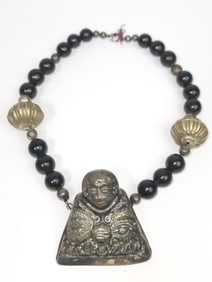 Vintage Chinese Tibetan Silver Pendant Necklace