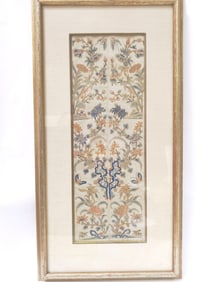 Qing Chinese Floral Dazi Style Embroidery Panel