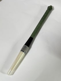 Chinese Spinach Jade Carved Calligraphy Brush