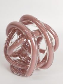 Vintage Murano Italy Clear Overcast Pink Glass Knot