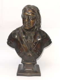 Antique English Bronze Bust of Oliver Cromwell