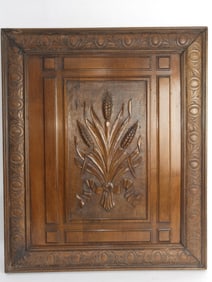 Antique French Oak Carved Wheat Woodwork