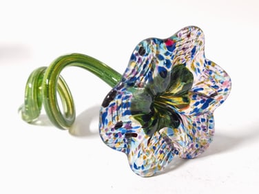 Vintage Murano Italy Glitter Art Glass Flower