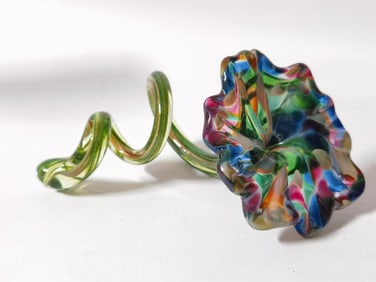 Vintage Murano Italy Glitter Art Glass Flower