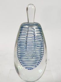 1986 Eickholt Blue Swirl Art Glass Perfume Bottle