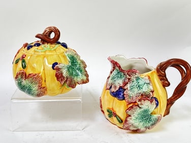 Pr. of Fitz & Floyd Porcelain Grape Vine Creamer a