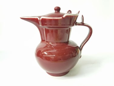 20th C. Chinese Porcelain Red Glaze Water Pot