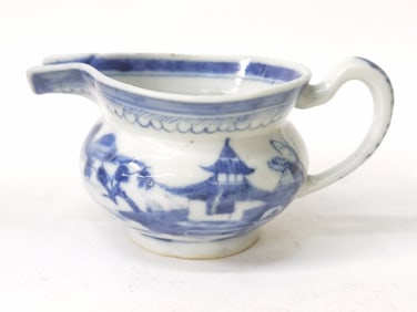 19th C. Chinese Export Porcelain B&W Creamer