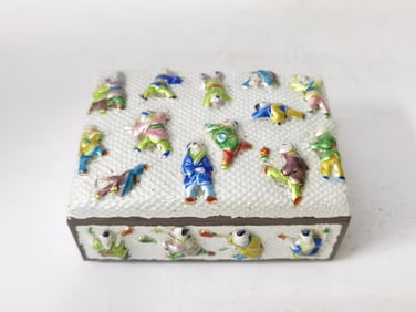 19-20th C. Chinese Enamel over Metal Jewelry Box