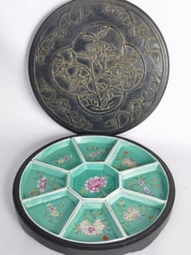 19-20th C. Chinese Porcelain Turquoise Glaze Snack