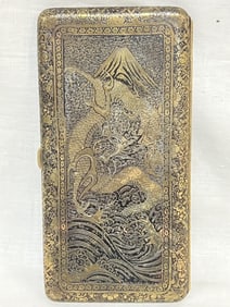 19th C. Japanese Gilt Bronze Dragon Cigarette Box