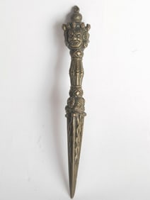 Qing Chinese Tibetan Bronze Religious Scepter