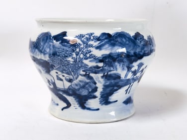 18th C. Chinese Porcelain B&W Landscape Jar