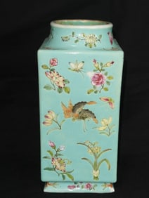 Qing Chinese Porcelain Turquoise Glaze Cong Vase